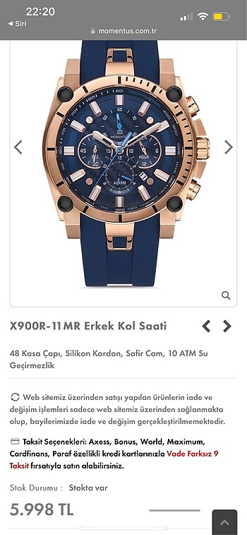 Beden mavi Renk momentus erkek saat