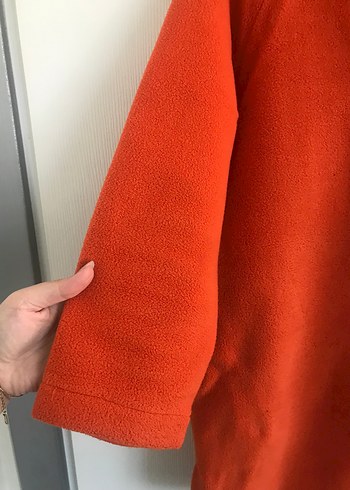 l Beden kırmızı Renk Fermuarlı Turuncu Midi Kadın Fakir Kol Kaban