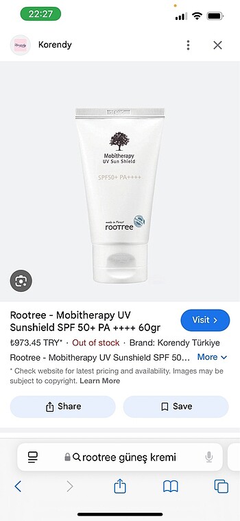 ROOTREE MOBITHERAPY GÜNEŞ KREMİ