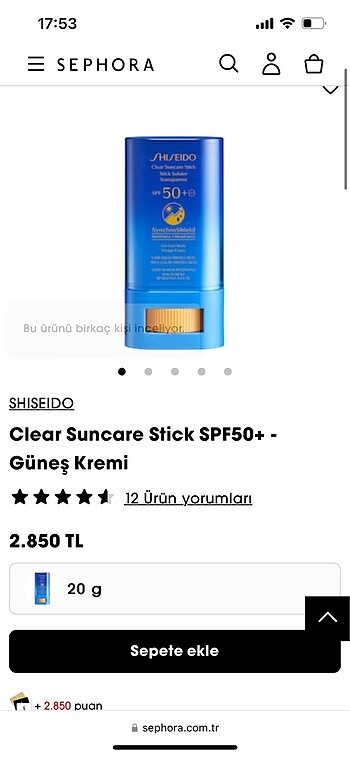 SHISEIDO STICK GÜNEŞ KREMİ