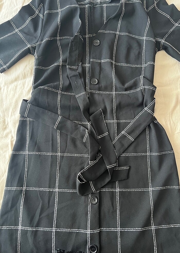 Koton siyah çizgili elbise - Görsel 4