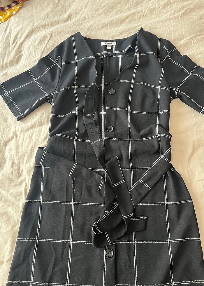 Koton siyah çizgili elbise - Görsel 5