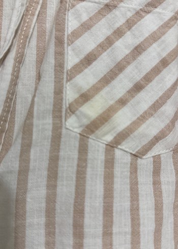Çizgili bej gömlek - Görsel 3