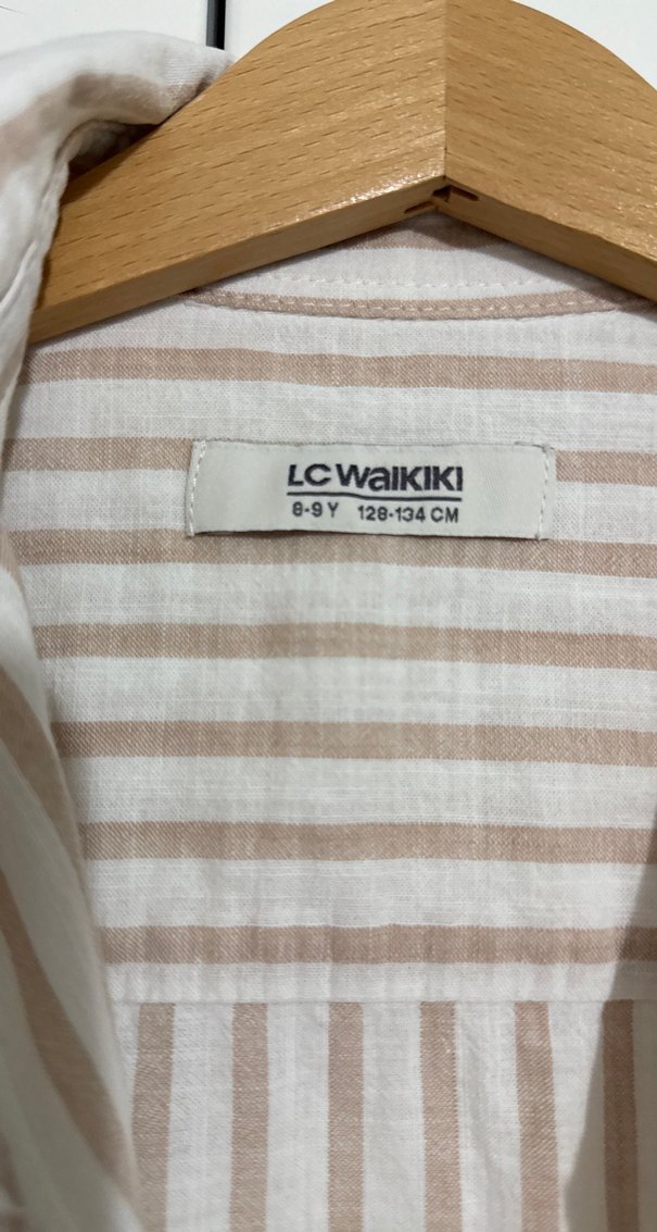 Çizgili bej gömlek - Görsel 4