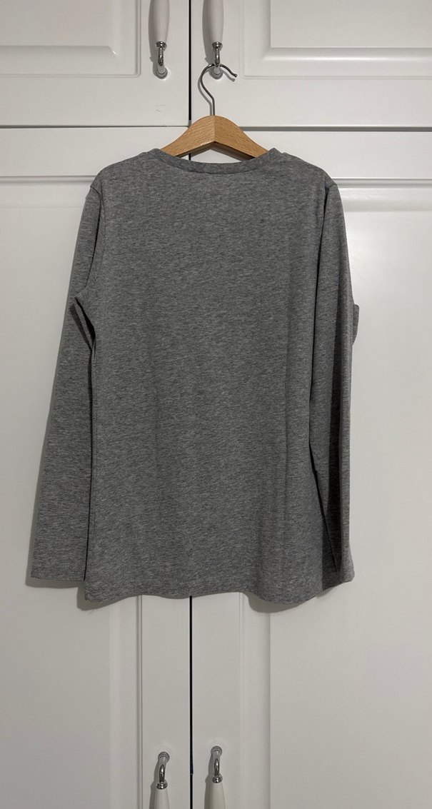 Gri Batman Baskılı Erkek Uzun Kollu Tişört - Görsel 4