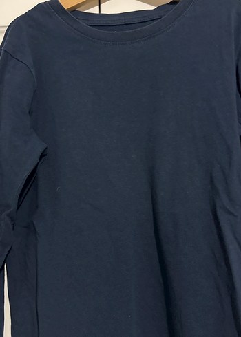 Lacivert Erkek Çocuk Uzun Kollu Keten Tişört - Görsel 2