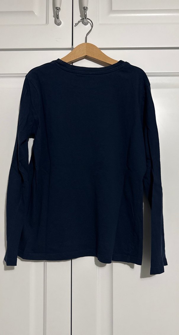 Lacivert Erkek Çocuk Uzun Kollu Keten Tişört - Görsel 4