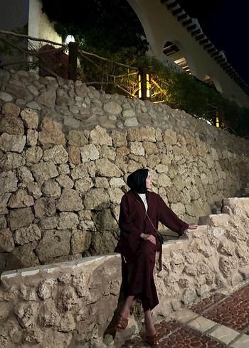 Bordo Uzun Kimono takım