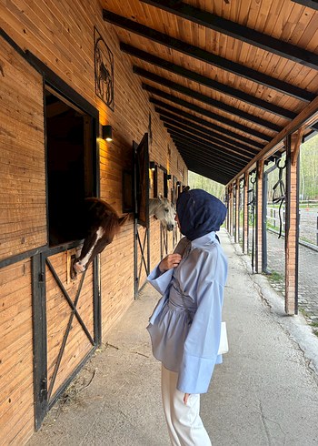 38 Beden Mavi Etnik Desenli Kadın Salaş Tunik