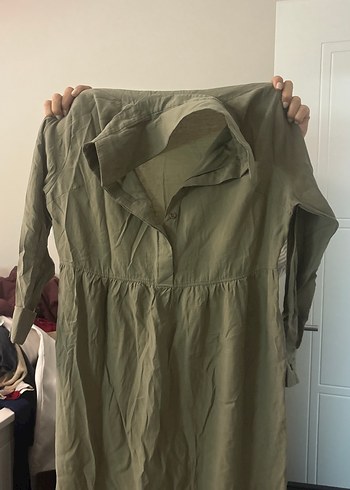 Gri Uzun Kollu Salaş elbise - Görsel 3