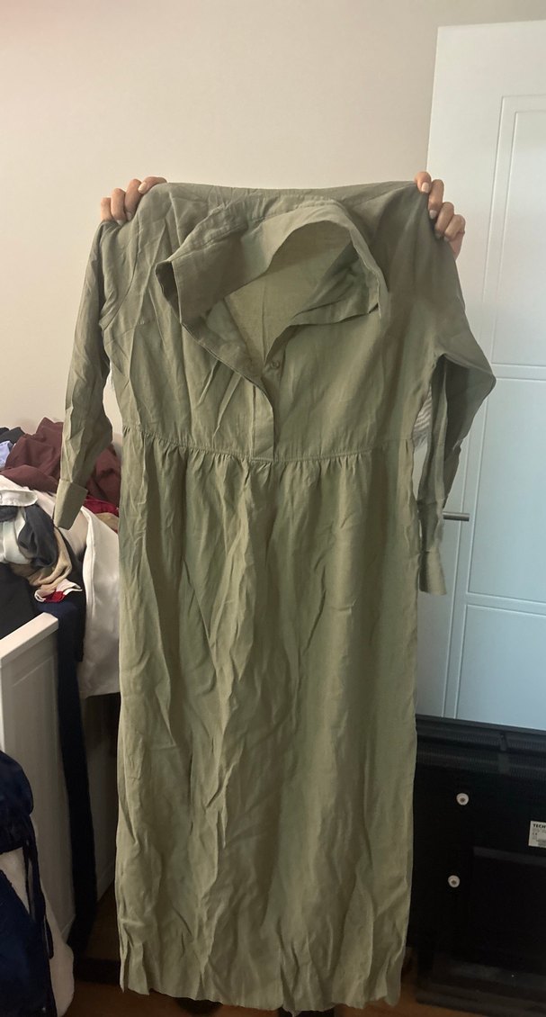 Gri Uzun Kollu Salaş elbise - Görsel 2