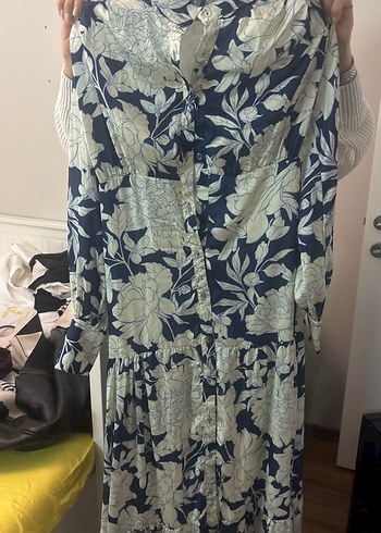 Gri Desenli Uzun Bohem Elbise - Görsel 3