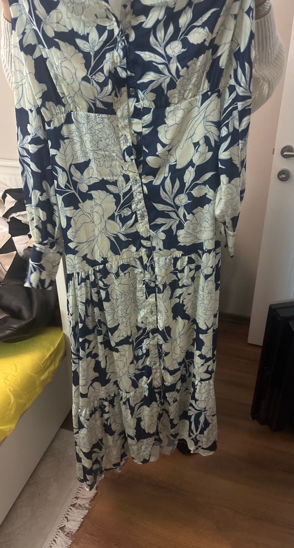 Gri Desenli Uzun Bohem Elbise - Görsel 2