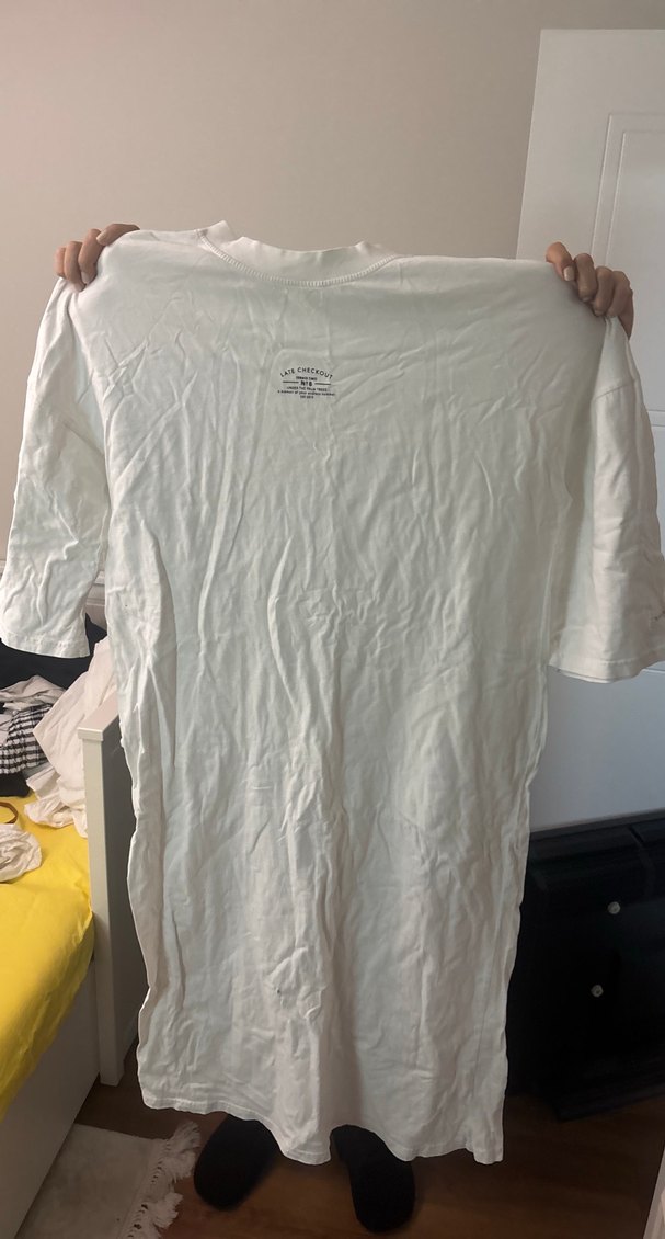 Beyaz Keten elbise tesettür - Görsel 2