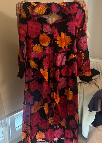 Çiçek Desenli Uzun Bohem Elbise - Görsel 2