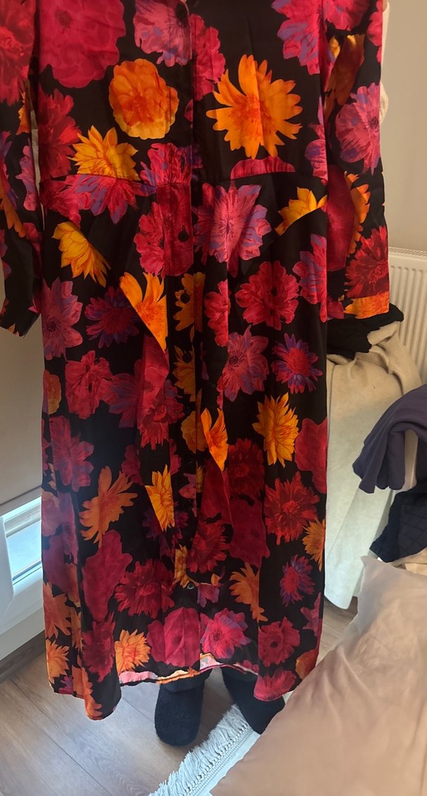 Çiçek Desenli Uzun Bohem Elbise - Görsel 3