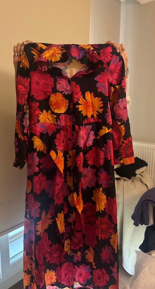 Çiçek Desenli Uzun Bohem Elbise - Görsel 4