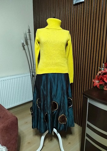 Zara Sarı Kadın Boğazlı Triko Kazak