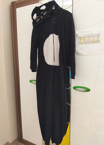 16-17 Yaş Beden Siyah unisex uyku tulumu Kedi