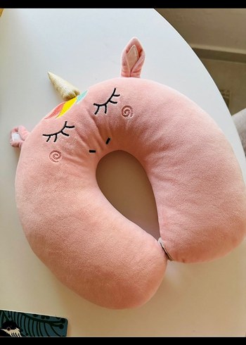 Pembe Unicorn Desenli seyehat uyku Yastığı - Görsel 2