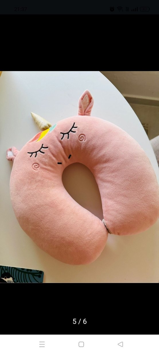 Pembe Unicorn Desenli seyehat uyku Yastığı - Görsel 2
