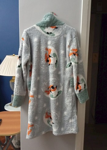 Gri Bağlamalı Bohem Midi Kadın Sabahlık - Görsel 4