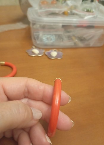 Turuncu Bohem Uzun Elastik Küpe - Görsel 3