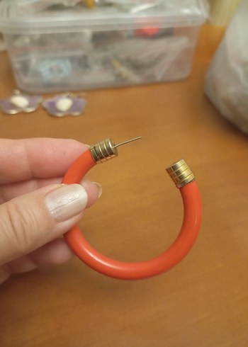 Turuncu Bohem Uzun Elastik Küpe - Görsel 2