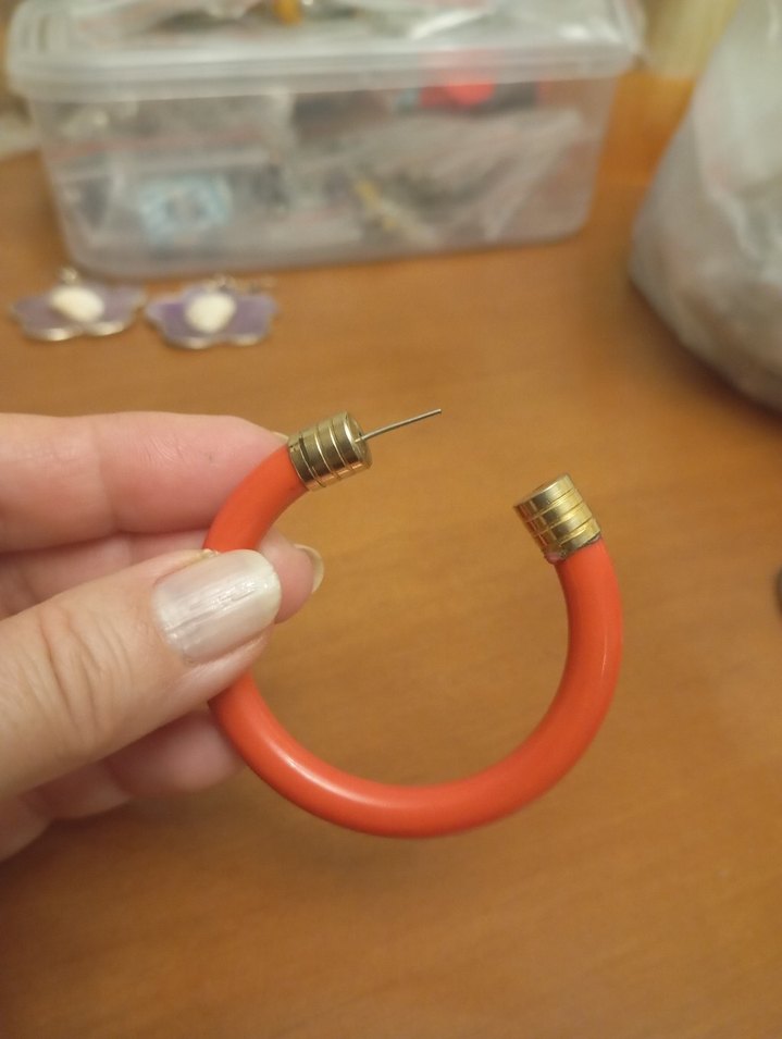 Turuncu Bohem Uzun Elastik Küpe - Görsel 2