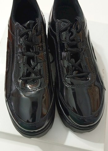 Siyah Rugan Kadın Stiletto Spor Ayakkabı - Görsel 5