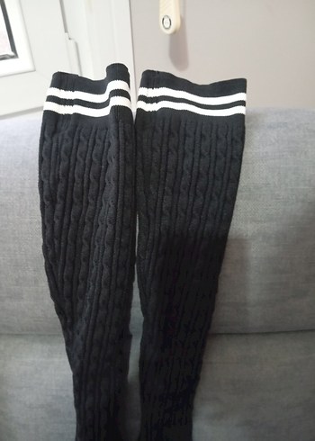 Gri Örgü Dizüstü Topuklu Kadın Çizme - Görsel 2