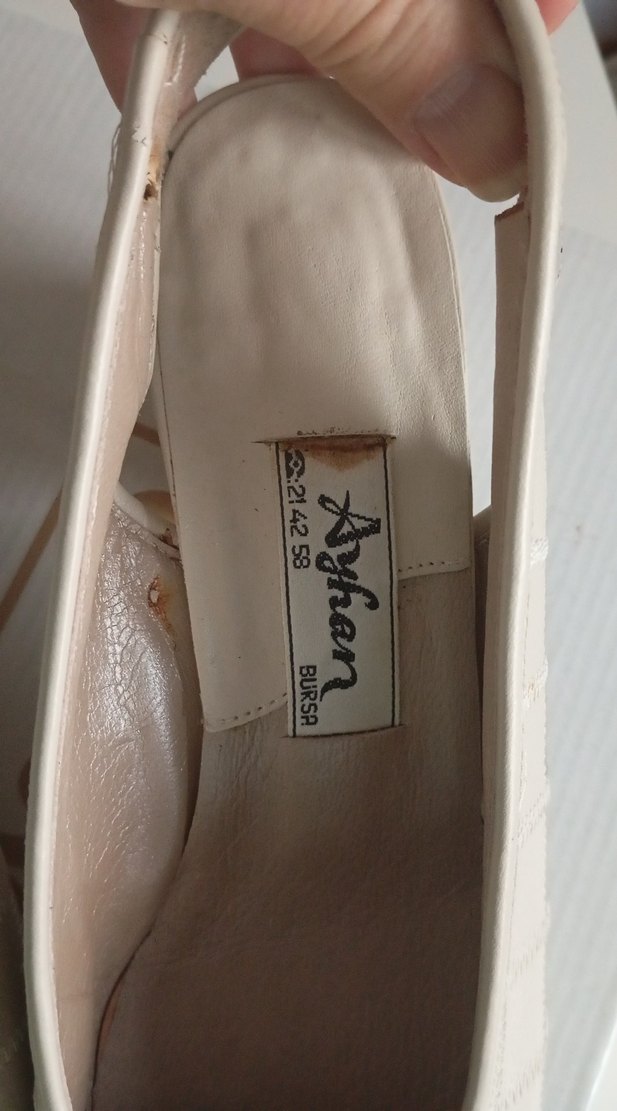 Beyaz Kareli Kadın Topuklu Ofis Ayakkabısı - Görsel 3