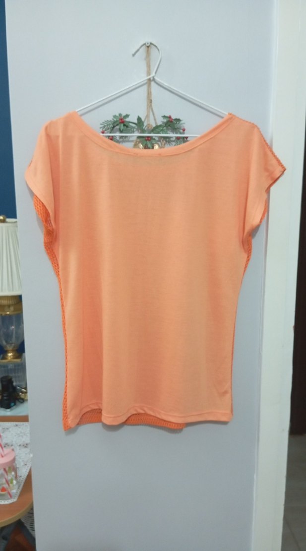 Turuncu Kısa Kollu Örgü Kadın Bluz - Görsel 3