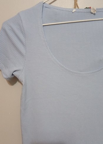 Mavi Kısa Kollu Kadın Mini Tişört - Görsel 2