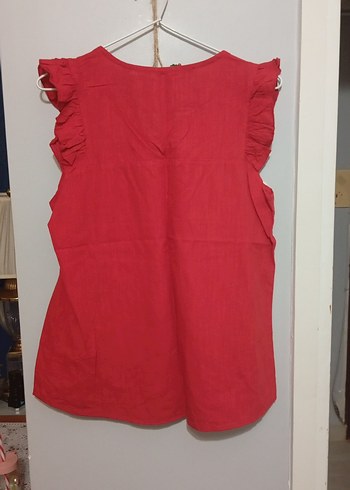 Kırmızı Fırfırlı Kolsuz Mini Bluz - Görsel 3