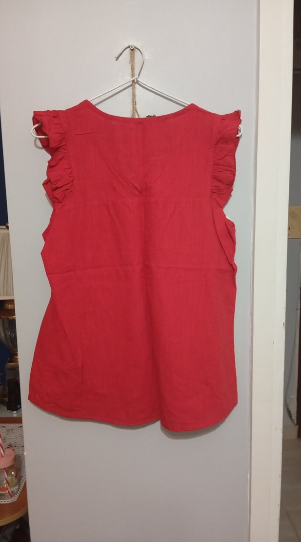 Kırmızı Fırfırlı Kolsuz Mini Bluz - Görsel 3