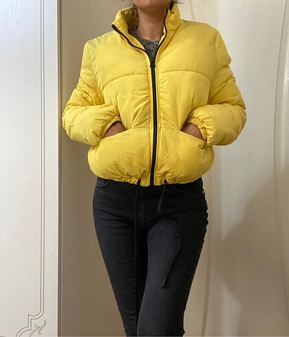 H&M marka sarı mont s beden