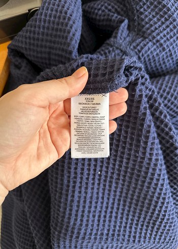 Lacivert Uzun Kollu Bornoz - Görsel 6