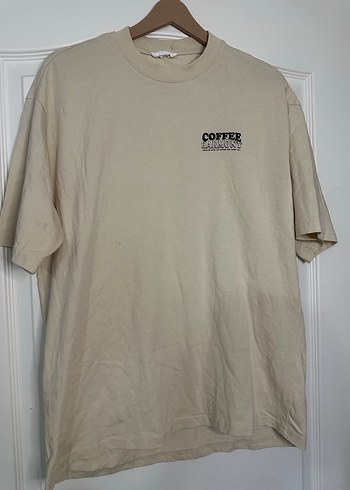 Bej Baskılı Tişört, Kısa Kollu, Rahat Kesim - Görsel 10