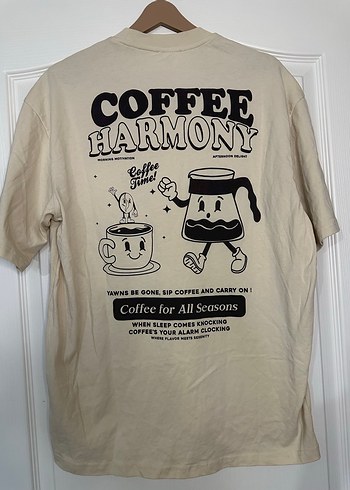 Bej Baskılı Tişört, Kısa Kollu, Rahat Kesim - Görsel 6