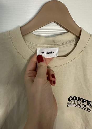 Bej Baskılı Hamile Tişörtü, Kısa Kollu, Pamuk - Görsel 5