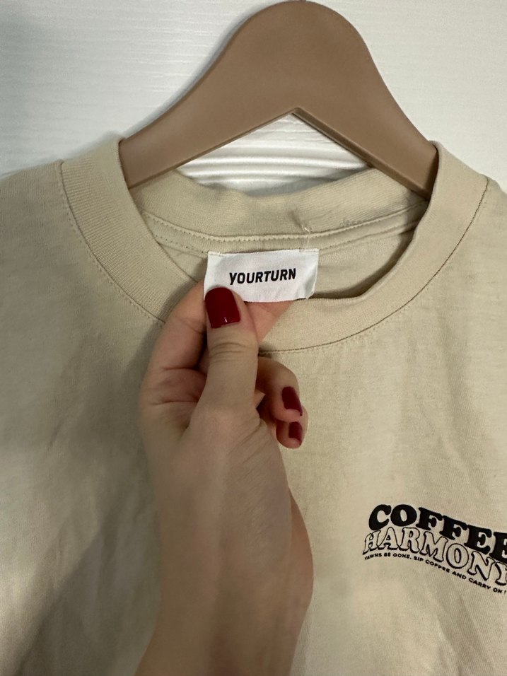 Bej Baskılı Hamile Tişörtü, Kısa Kollu, Pamuk - Görsel 5