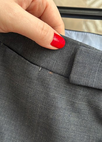 Gri Keten Erkek Kemerli Pantolon - Görsel 5