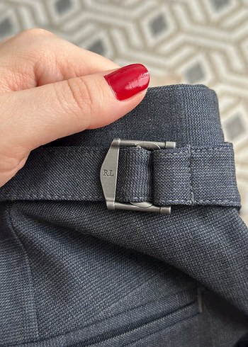 Gri Keten Erkek Kemerli Pantolon - Görsel 9