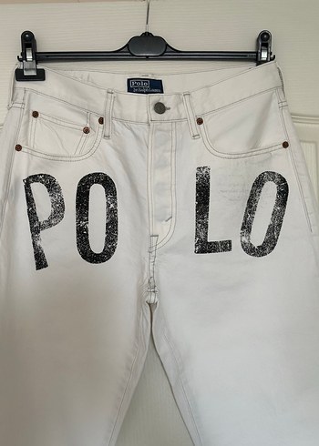 Beyaz Polo Baskılı Erkek Denim Pantolon - Görsel 5