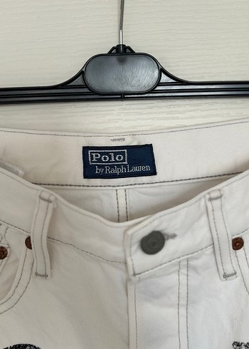 Beyaz Polo Baskılı Erkek Denim Pantolon - Görsel 2