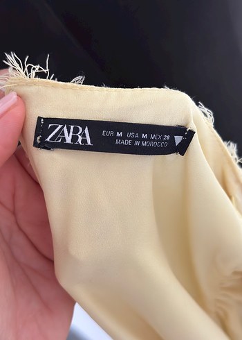 38 Beden Zara Sarı Bohem Salaş Uzun Triko Elbise
