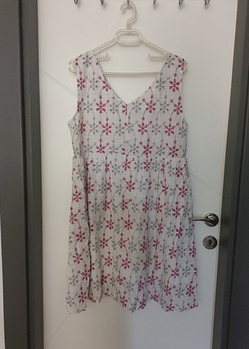 Dantel Detaylı V Yaka Hamile Midi Elbise - Görsel 2