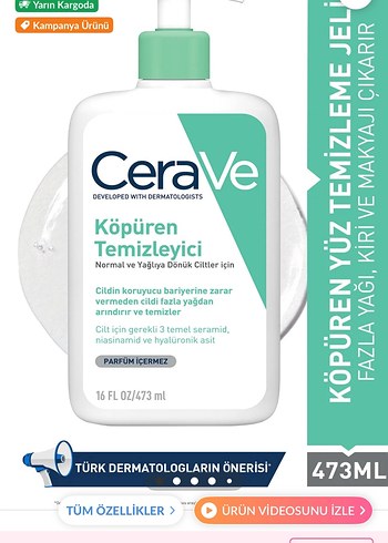 CeraVe Köpüren Yüz Temizleyici 473ml - Görsel 2