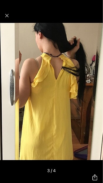 s Beden Sarı şifon elbise